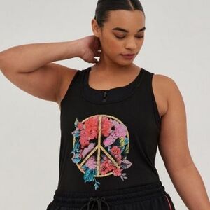 Torrid, Peace Sign Workout Tank Top with Open, Back, size 0